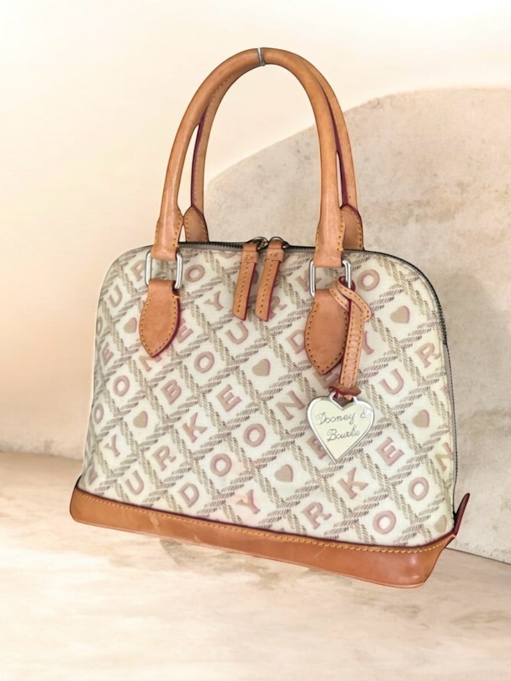 Dooney & Bourke Vintage Satchel Cream Signature